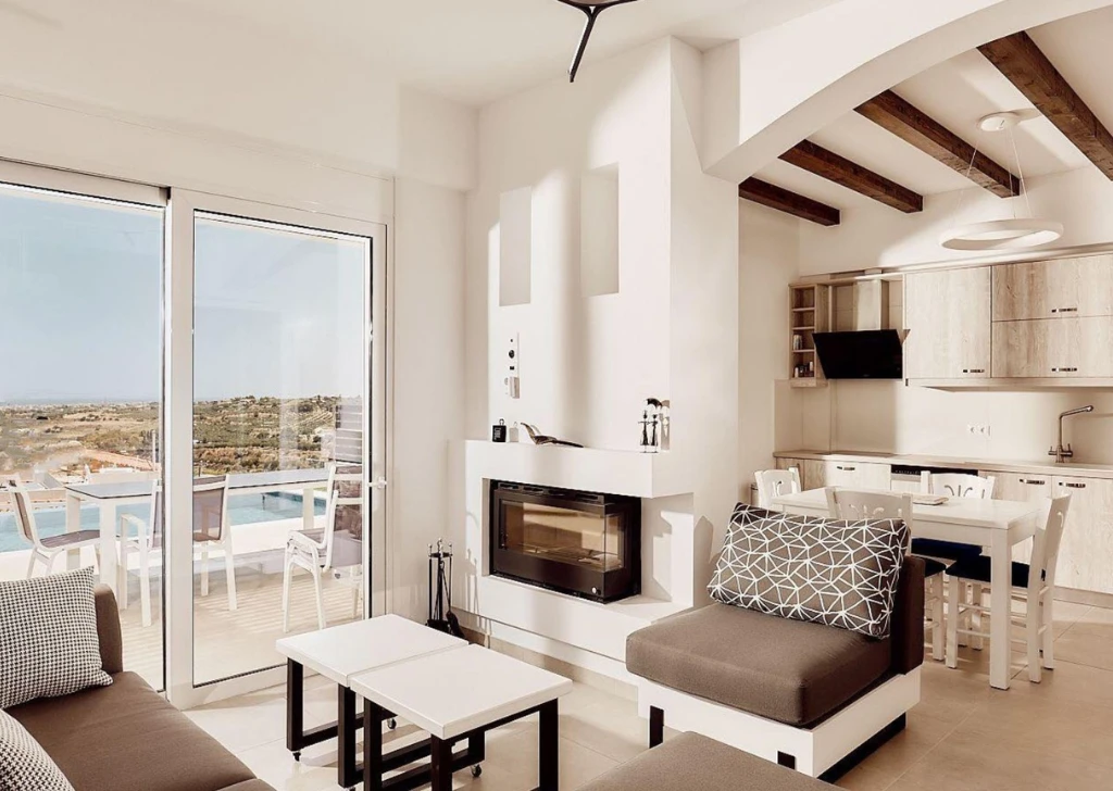architectural design and construction of a villa in heraklion - living room