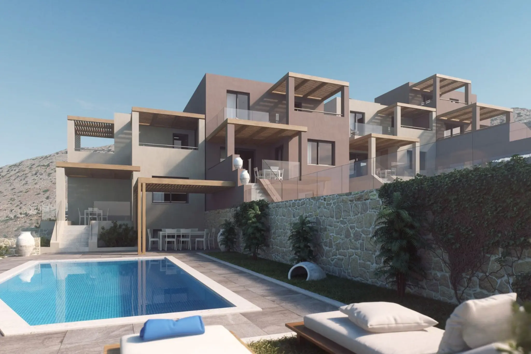 architectural design of villa complex in Fodele