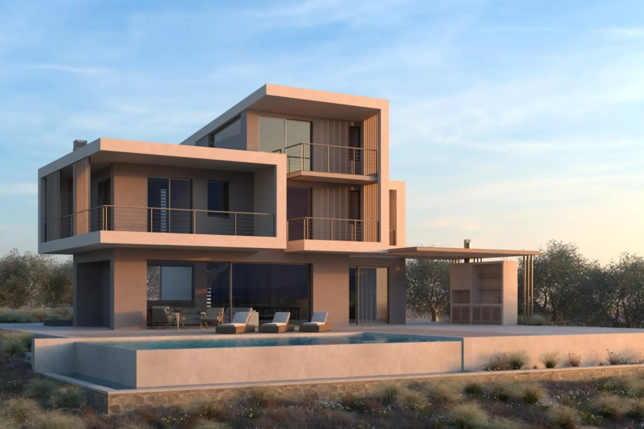 πολυτελής μονοκατοικία με φυσικά υλικά